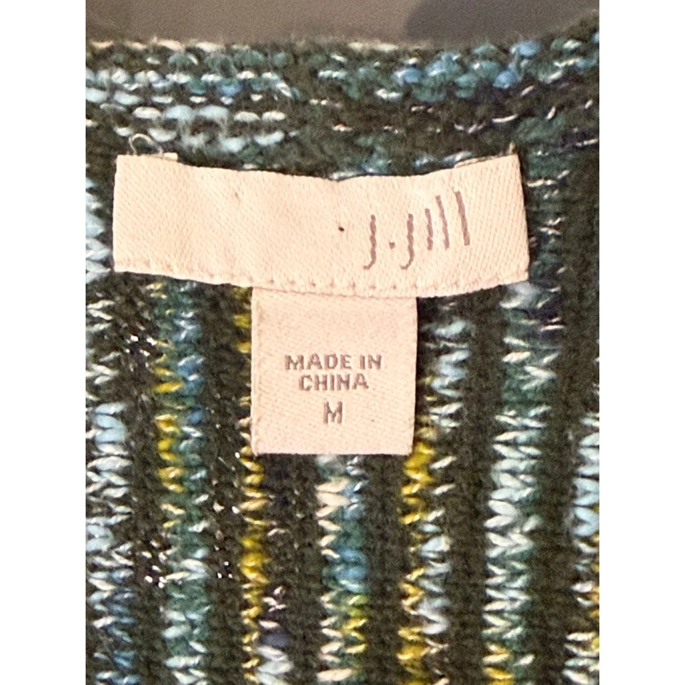 J.Jill Textured Open-Front Cardigan – Multi Green/Blue/Yellow – Size M - Picture 6 of 7